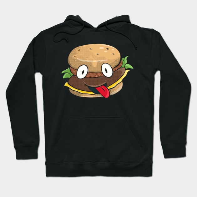 Burger Funny Fast Food Cartoon Hamburger Hoodie by Foxxy Merch